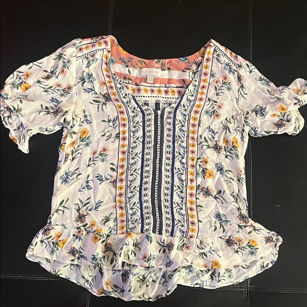 Lucky Brand Printed Maya Top, size XS